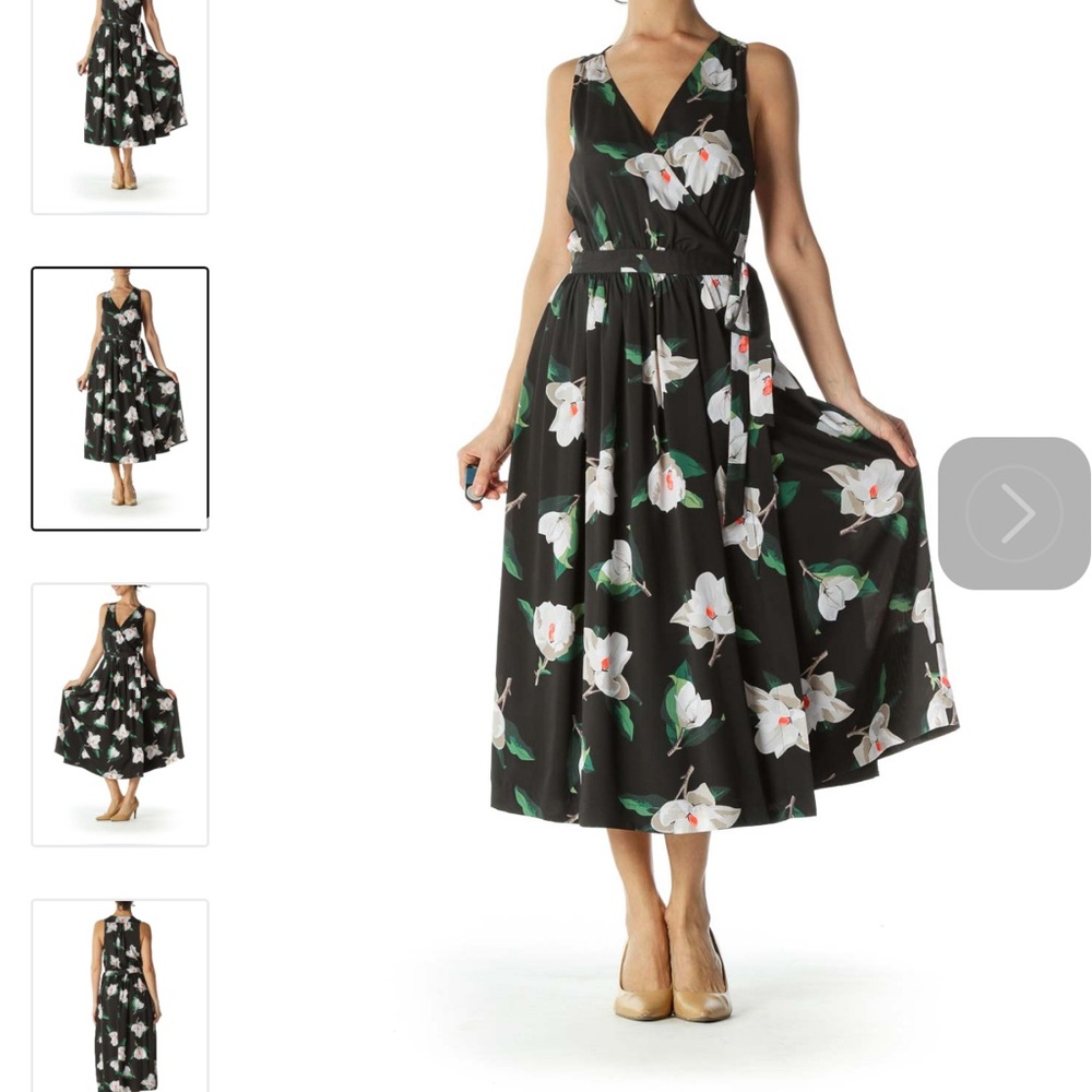 Banana Republic Women's Black Floral Print Wrap Floral Date Night